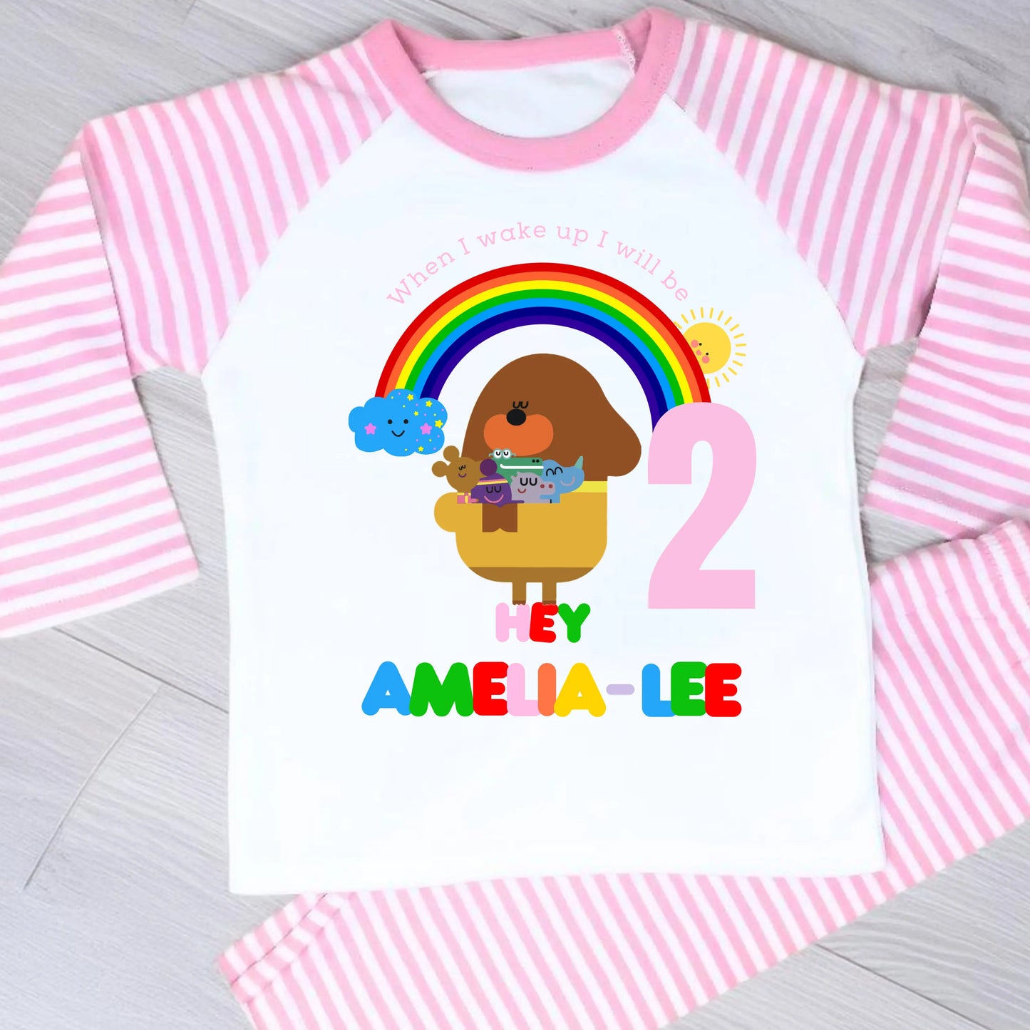 Girls Personalised Hey Duggee Birthday Pyjamas, When I Wake up I Will be AishaBaileyDesigns