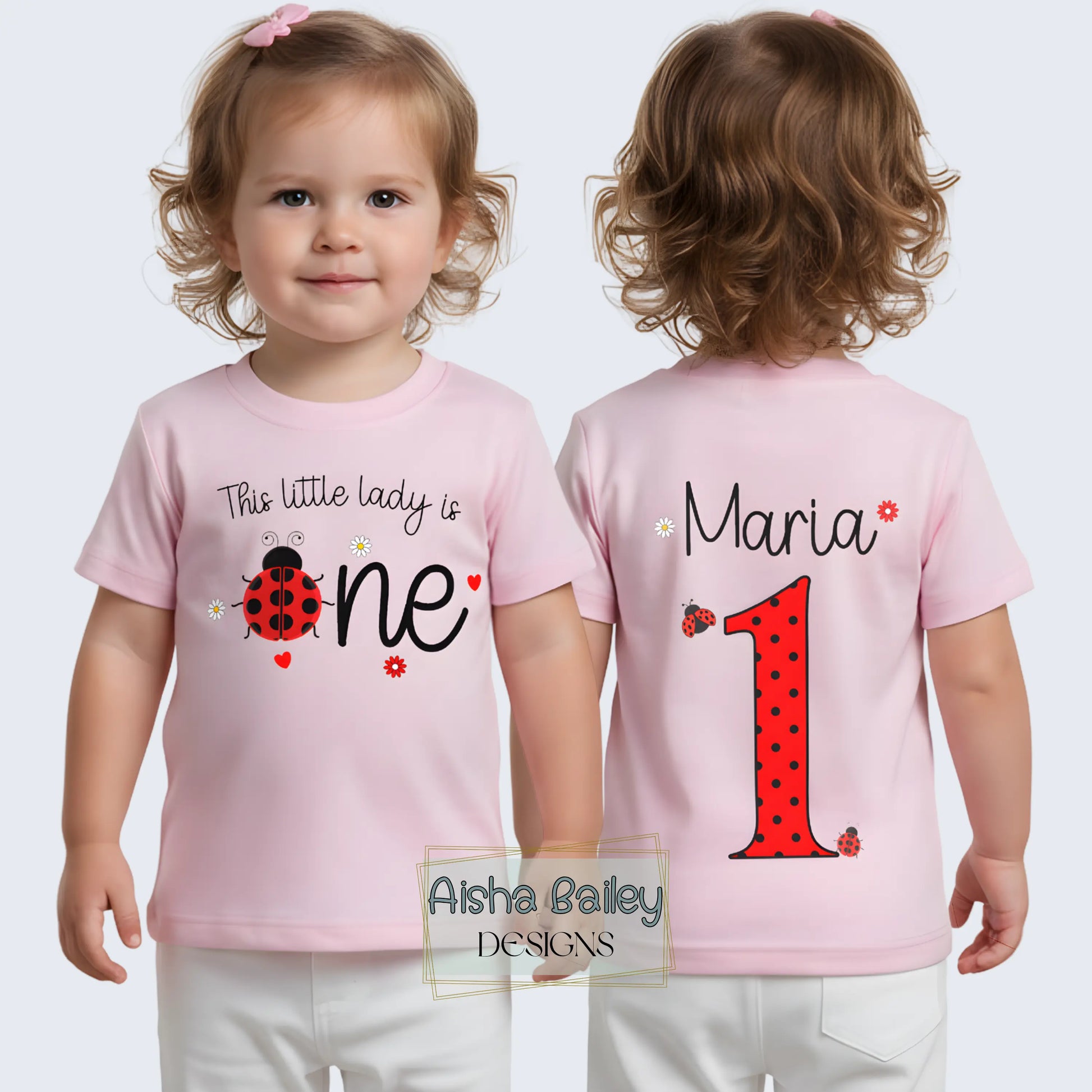 personalised 1st birthday t-shirt, ladybird toddler shirt, 1st birthday shirt, girls birthday tee, toddler birthday