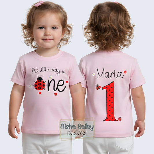 personalised 1st birthday t-shirt, ladybird toddler shirt, 1st birthday shirt, girls birthday tee, toddler birthday