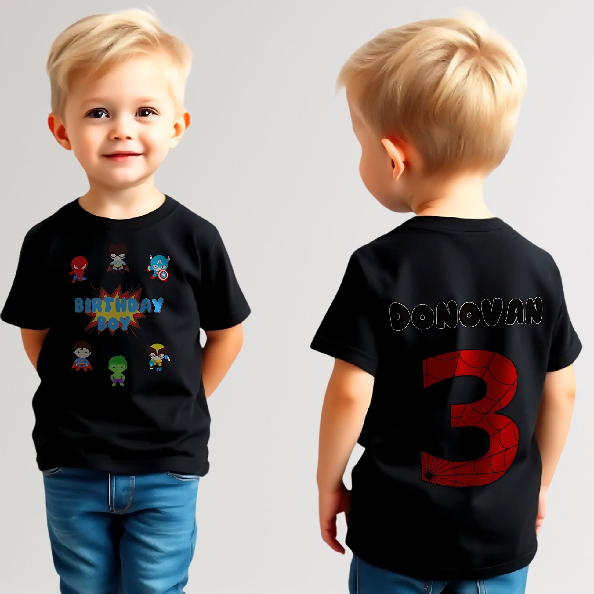 Birthday T-shirt for Boys - Personalised Superhero Birthday Tee