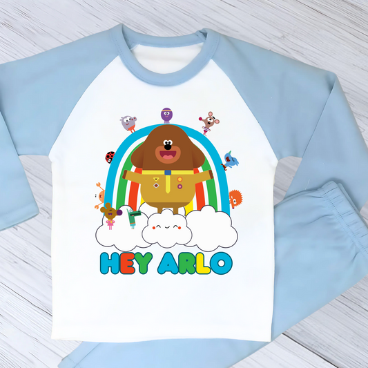 Hey Duggee personalised pyjamas, hey duggee pjs with name, boys hey duggee pajamas, Everyday hey duggee pjs custom
