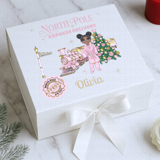 Christmas gift box, polar express themed christmas eve box, personalised Christmas gift box