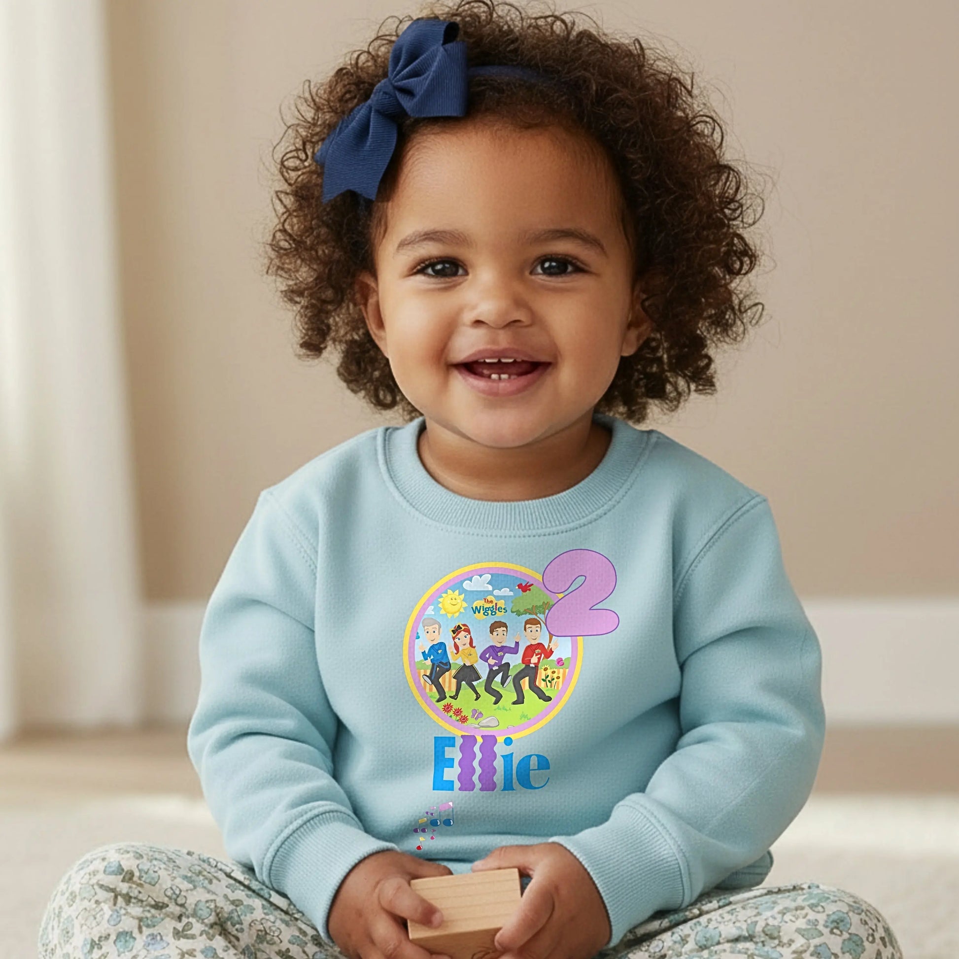 Wiggles birthday sweatshirt for girls with custom name and age.