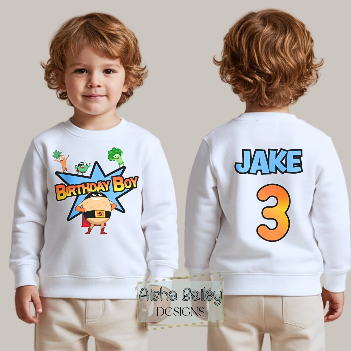 Personalised Boys Supertato Birthday Sweatshirt  - any name and age AishaBaileyDesigns