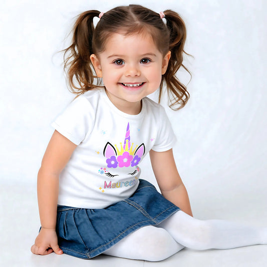 Girls Personalised Unicorn T-Shirt for Girls for Everyday Wear AishaBaileyDesigns