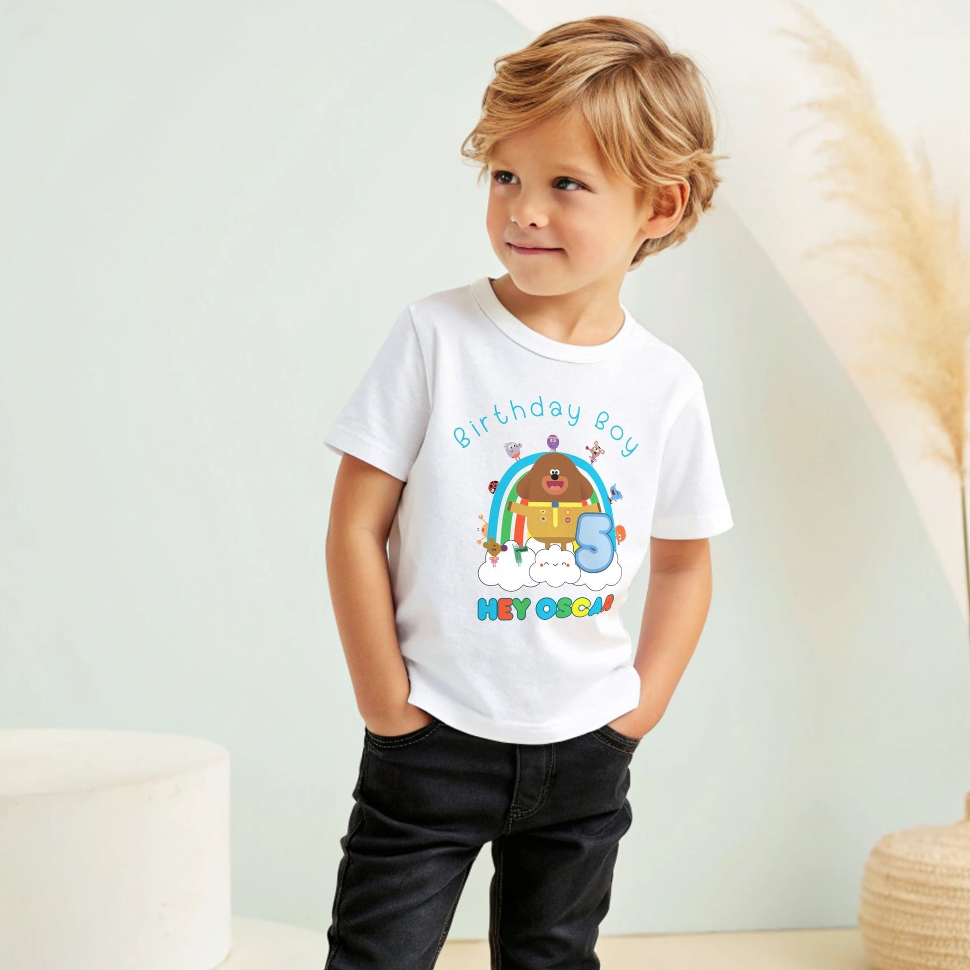 Hey duggee birthday t-shirt, duggee birthday celebration, boys hey duggee birthday tee, personalised hey duggee birthday tshirt