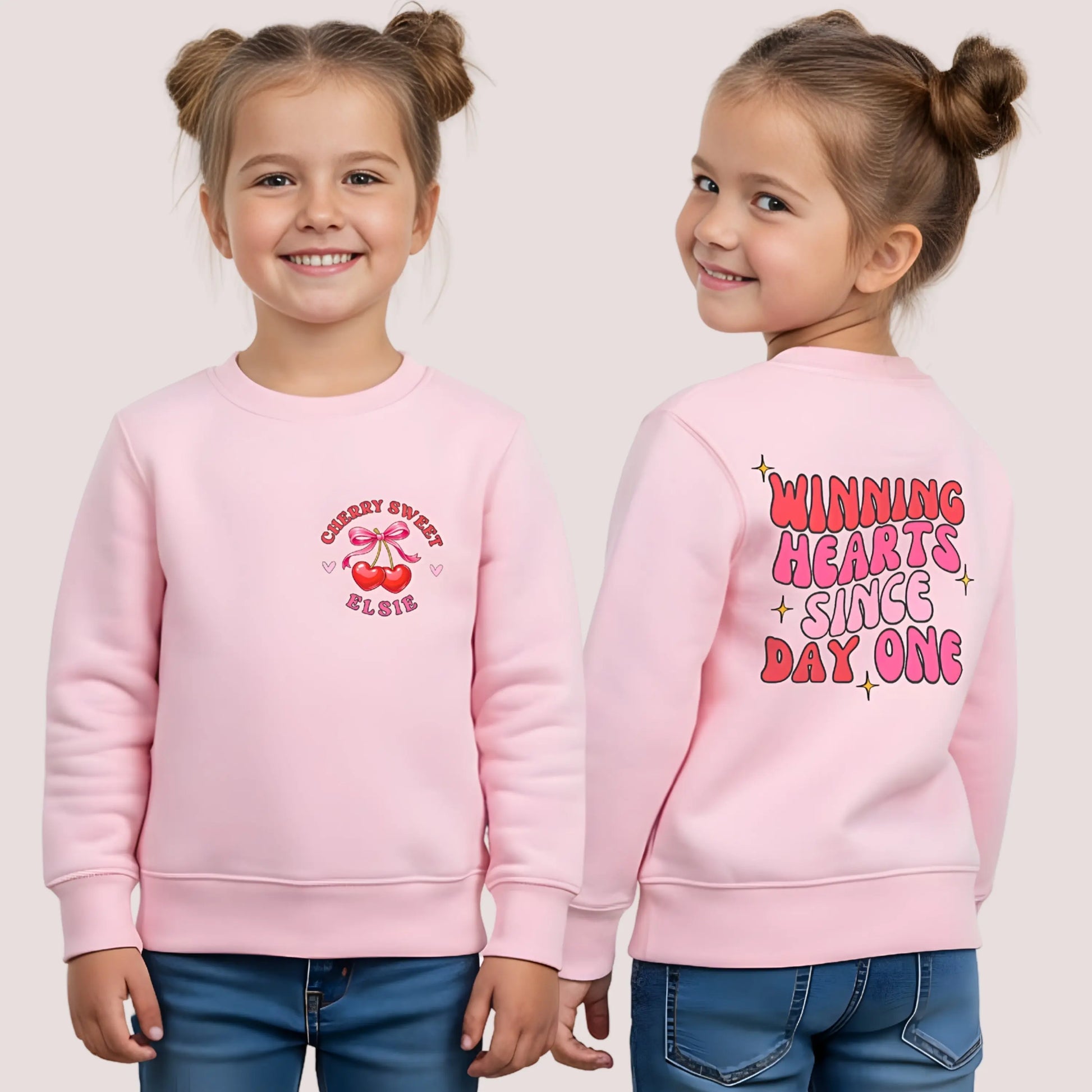 Valentines Day Sweatshirt for girls with their custom name, the perfect gift for Valentines day