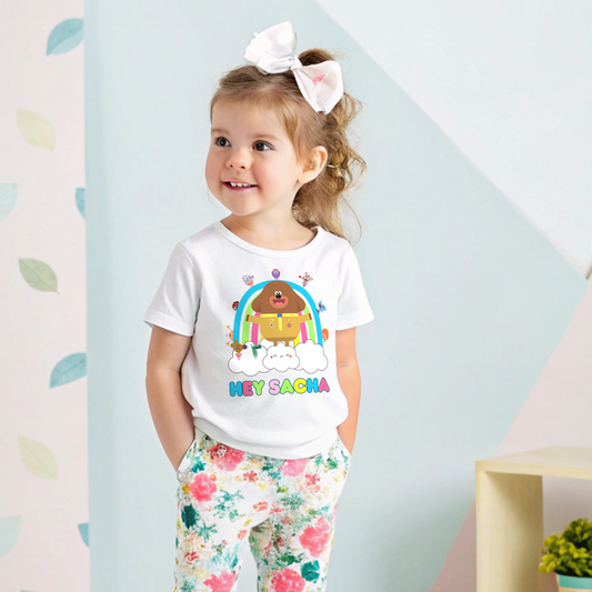 Hey Duggee personalised t-shirt, girls hey duggee shirt, custom hey duggee top, duggee tshirt with name