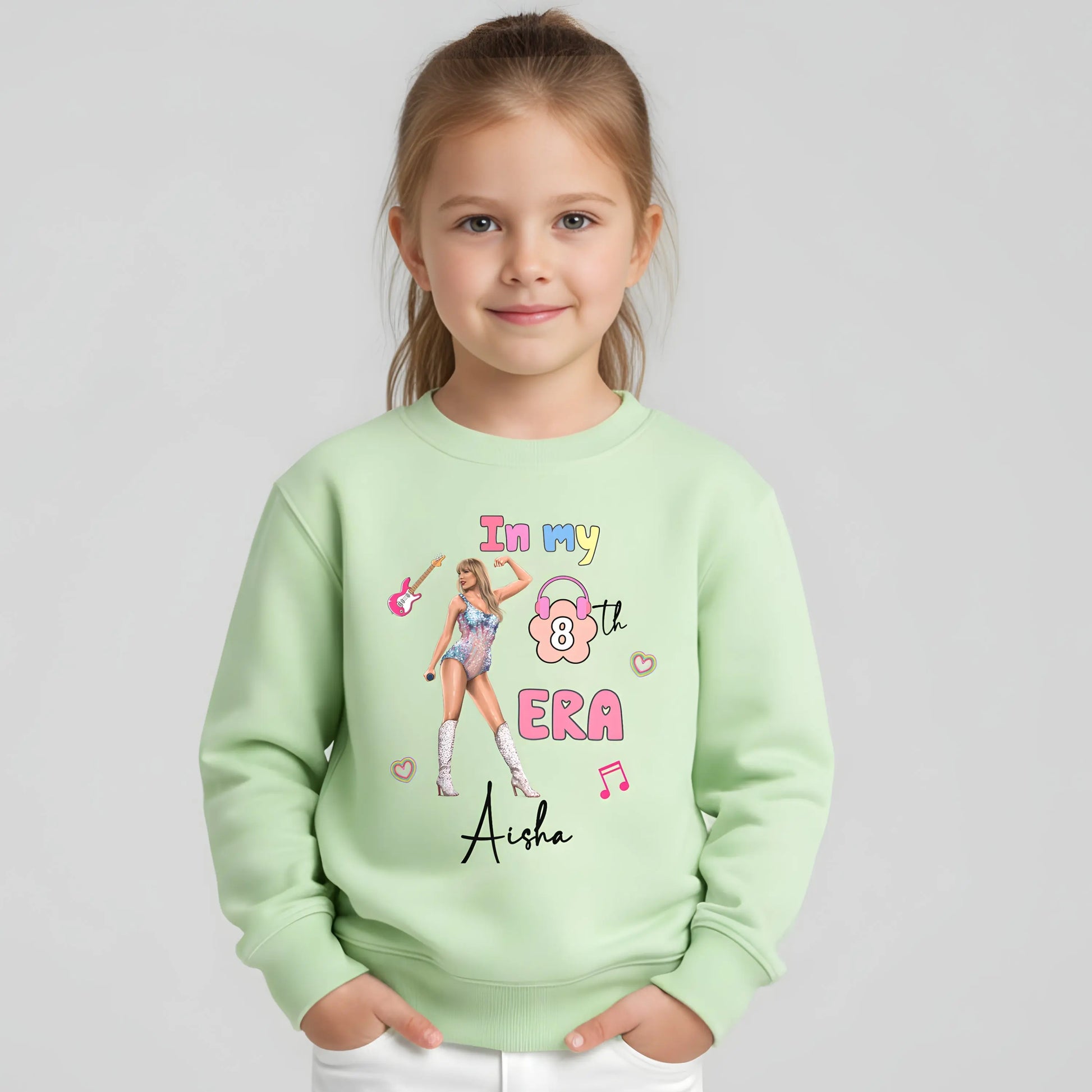 Taylor Swift Birthday Sweatshirt personalised with her custom name making the perfect birthday gift for girls, Little Swifie custom jumper