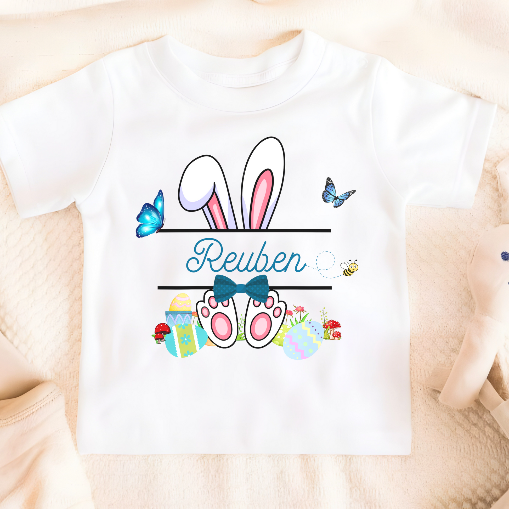 Easter T-shirt - Personalised Boys' Split Monogram Bunny Tee, Easter tshirt, personalised easter top, easter tshirt with name