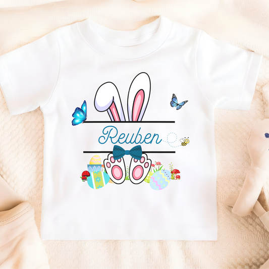 Easter T-shirt - Personalised Boys' Split Monogram Bunny Tee, Easter tshirt, personalised easter top, easter tshirt with name