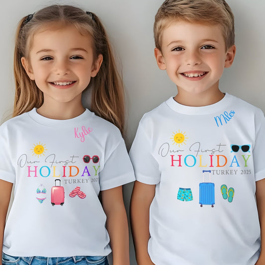 Family Vacation Shirt - Personalised Our First Holiday T-Shirt, my first holiday t-shirt, Personalised first holiday outfit