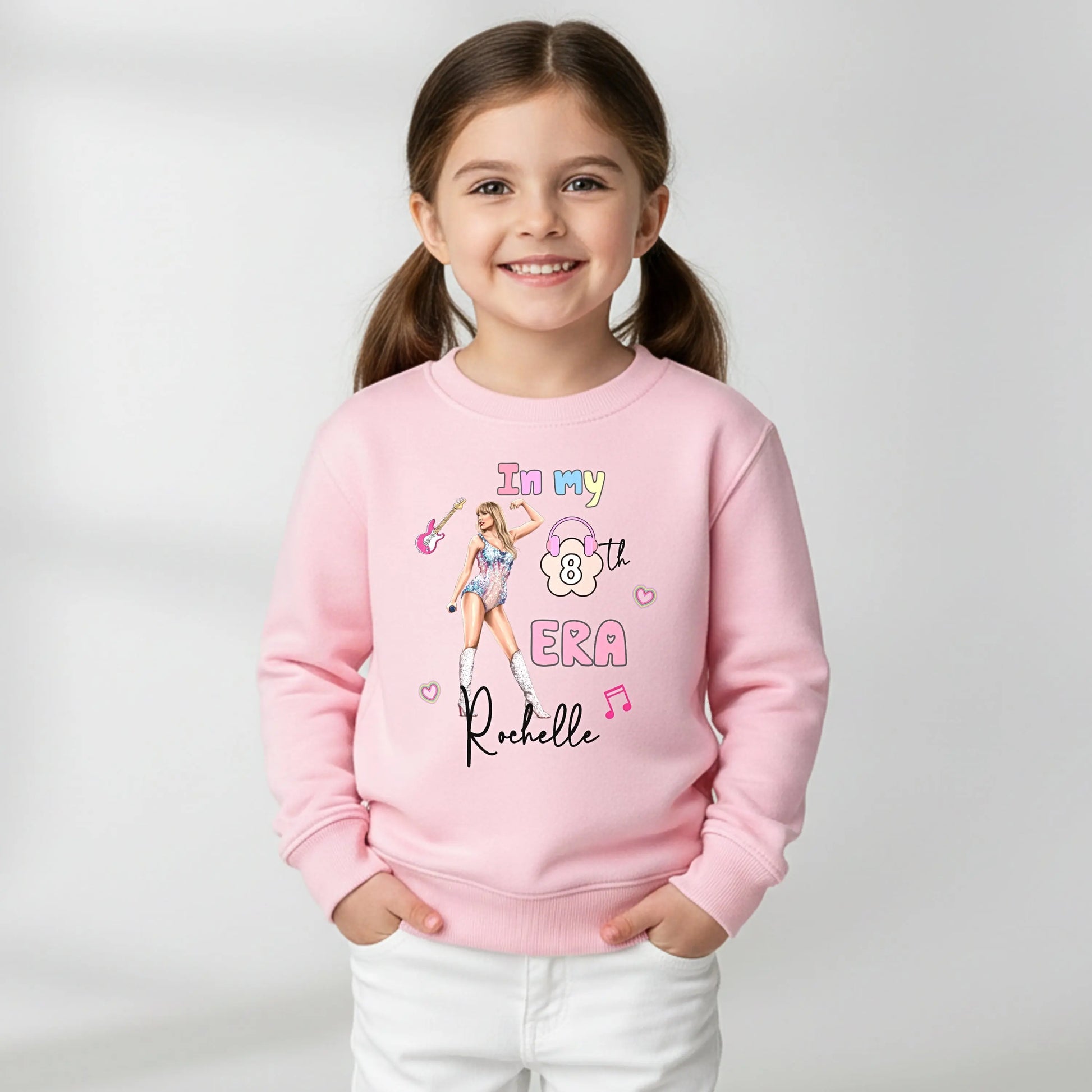 Taylor Swift Birthday Sweatshirt personalised with her custom name making the perfect birthday gift for girls, Little Swifie custom jumper