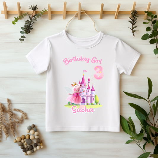 Peppa Pig birthday t-shirt, Girls Personalised Fairy Princess Peppa Pig Birthday T-shirt, Peppa Custom T-Shirt, peppa pig with name, peppa pig birthday, peppa birthday top