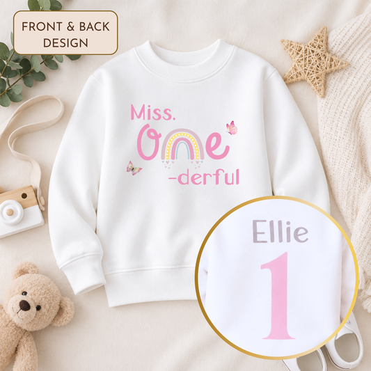 Personalised 1st Birthday Sweatshirt – Girls Miss One-derful Jumper