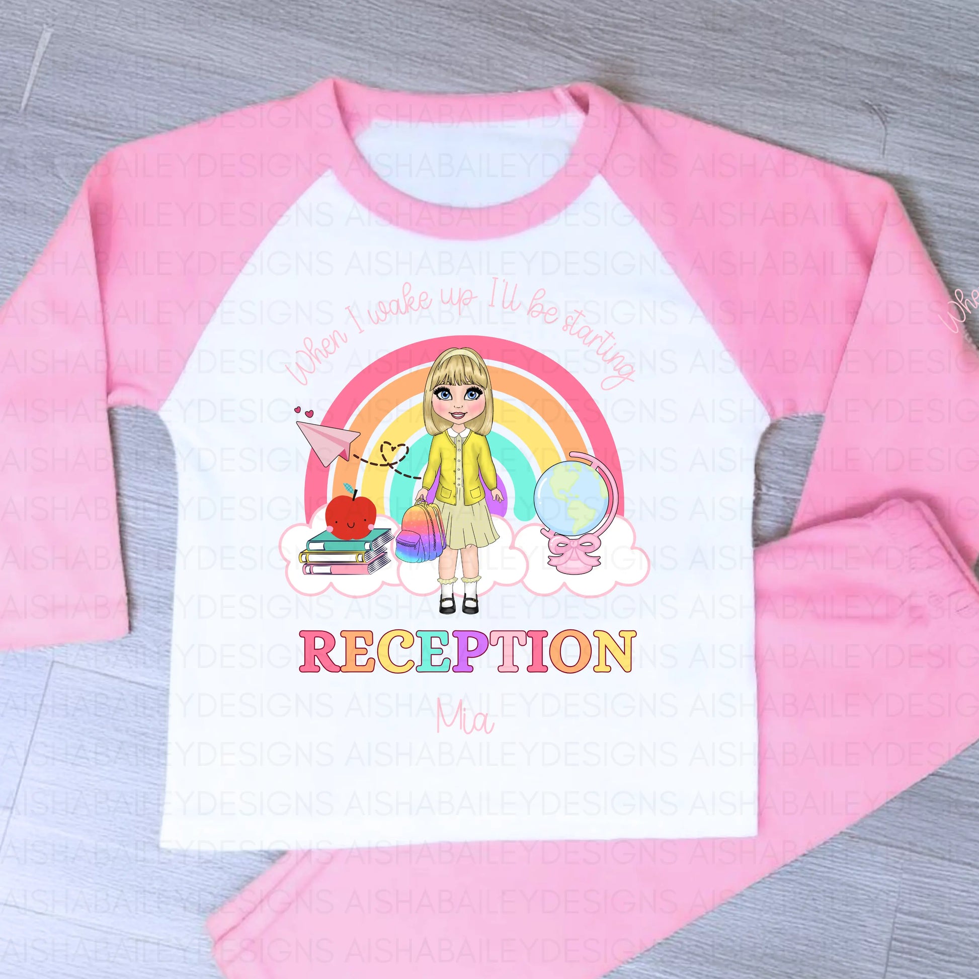 Personalised Back to School Pyjamas for Girls | Custom School Girl PJs AishaBaileyDesigns