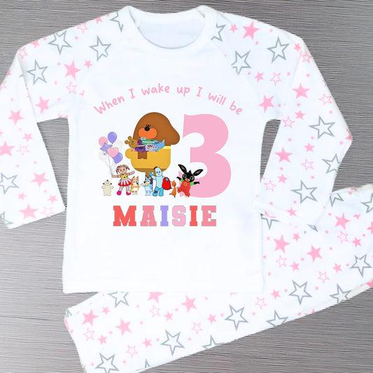 Girls Personalised CBeebies Birthday Pyjamas  - When I Wake Up Cbeebies Character PJs AishaBaileyDesigns