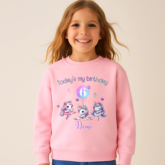 unicorn birthday sweatshirt, custom name jumper, unicorn party wear