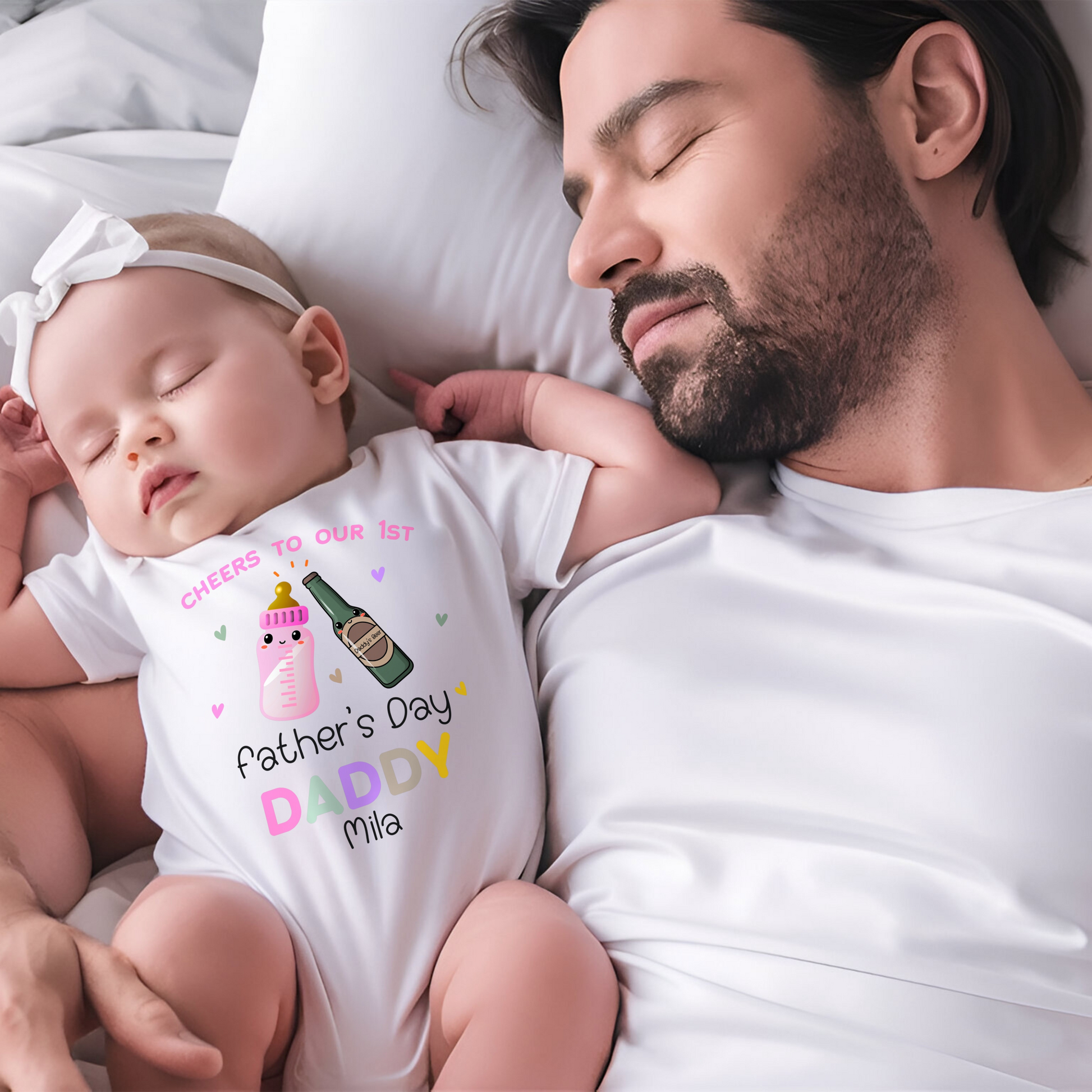 1st Father's Day Outfit, personalised baby gift, 1st Father's day sleepsuit, Newborn baby gift, baby girl first fathers day