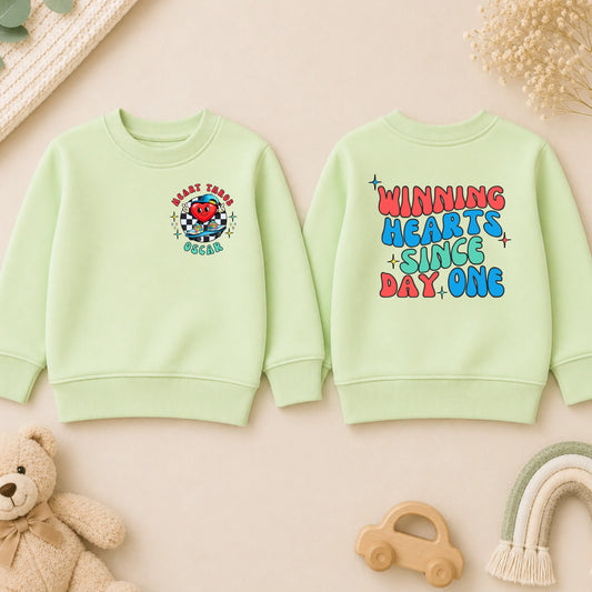 Personalised Top for Boys – Heart Throb Valentine Sweatshirt or T-Shirt for Everyday Wear AishaBaileyDesigns