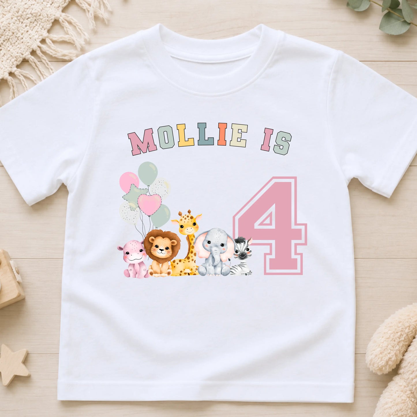 Personalised Safari Birthday T-Shirt for Girls - Custom Jungle Animal Birthday Shirt AishaBaileyDesigns
