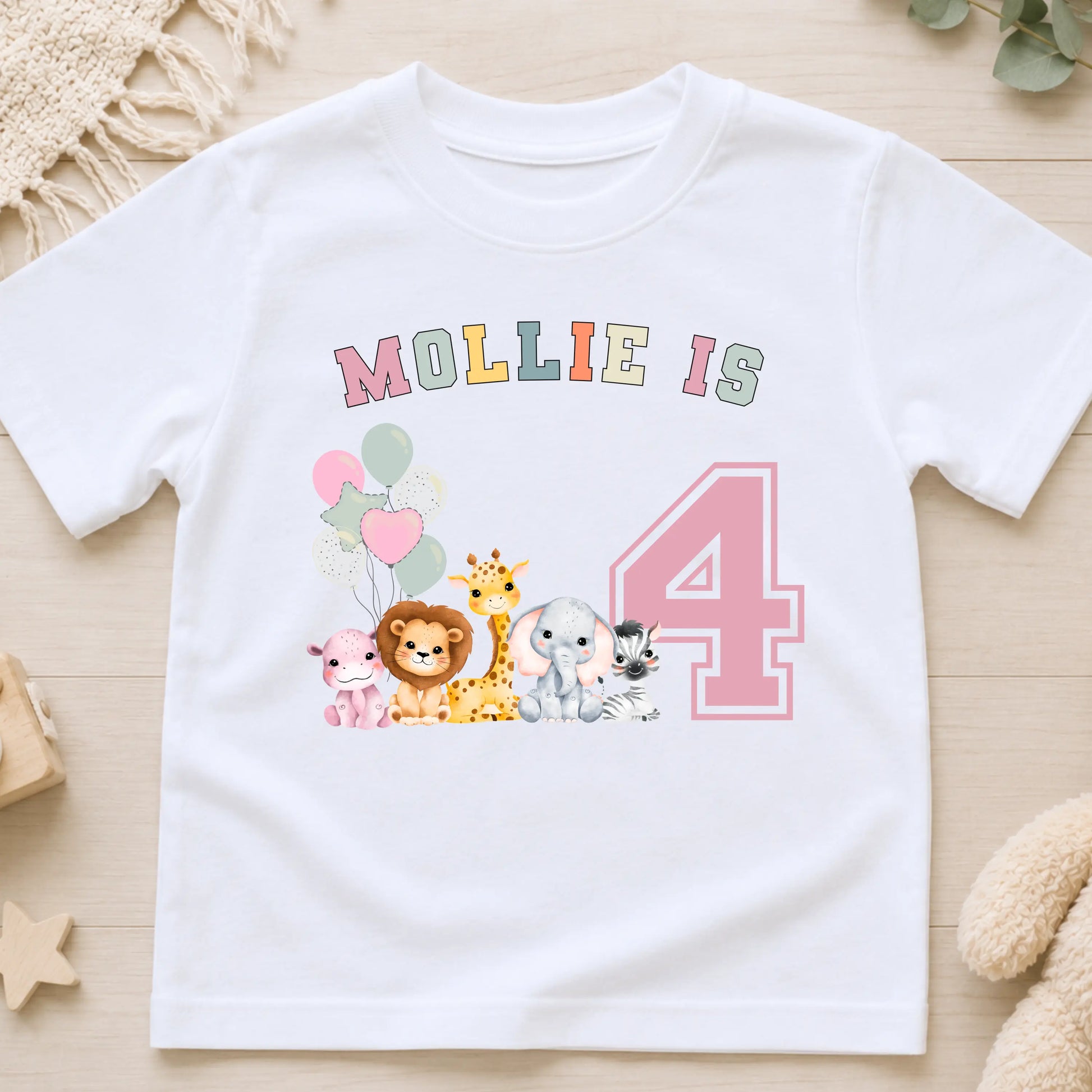 Personalised Safari Birthday T-Shirt for Girls - Custom Jungle Animal Birthday Shirt AishaBaileyDesigns