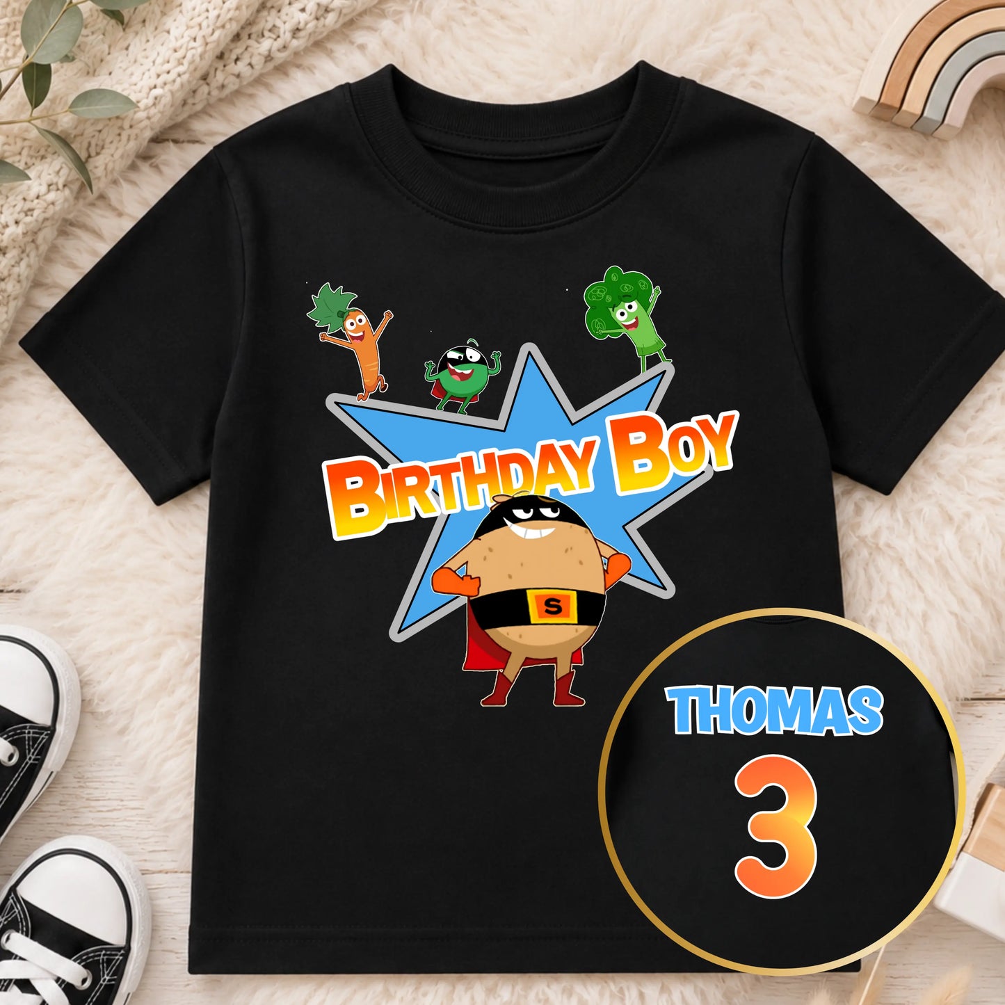 Personalised Boys Supertato Birthday T-shirt  - any name and age AishaBaileyDesigns