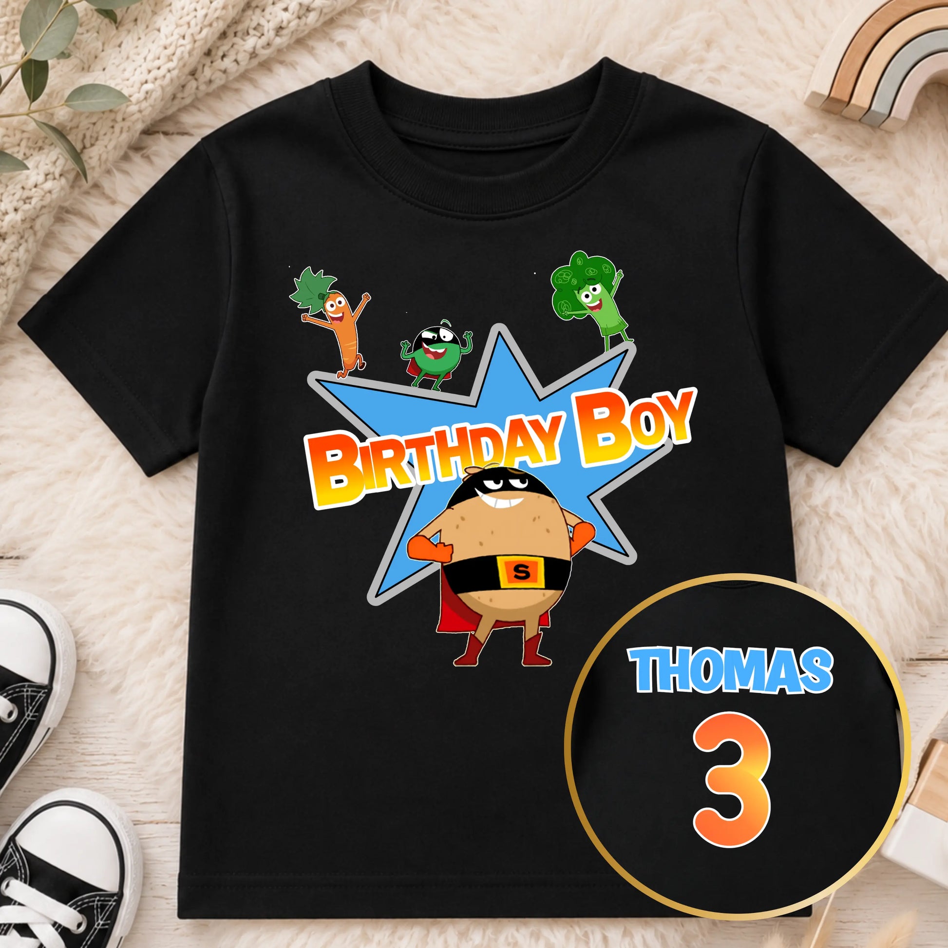 Personalised Boys Supertato Birthday T-shirt  - any name and age AishaBaileyDesigns