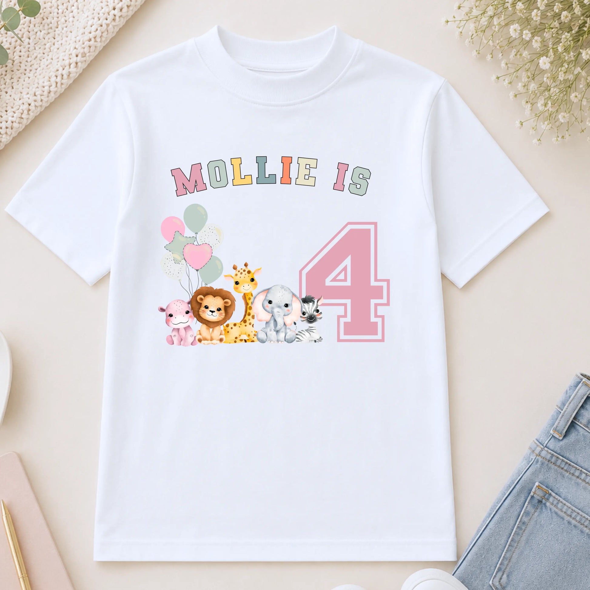 Personalised Safari Birthday T-Shirt for Girls - Custom Jungle Animal Birthday Shirt AishaBaileyDesigns