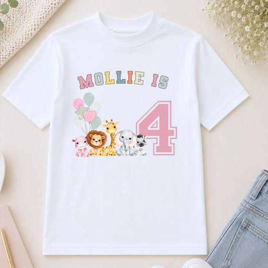 Personalised Safari Birthday T-Shirt for Girls - Custom Jungle Animal Birthday Shirt AishaBaileyDesigns
