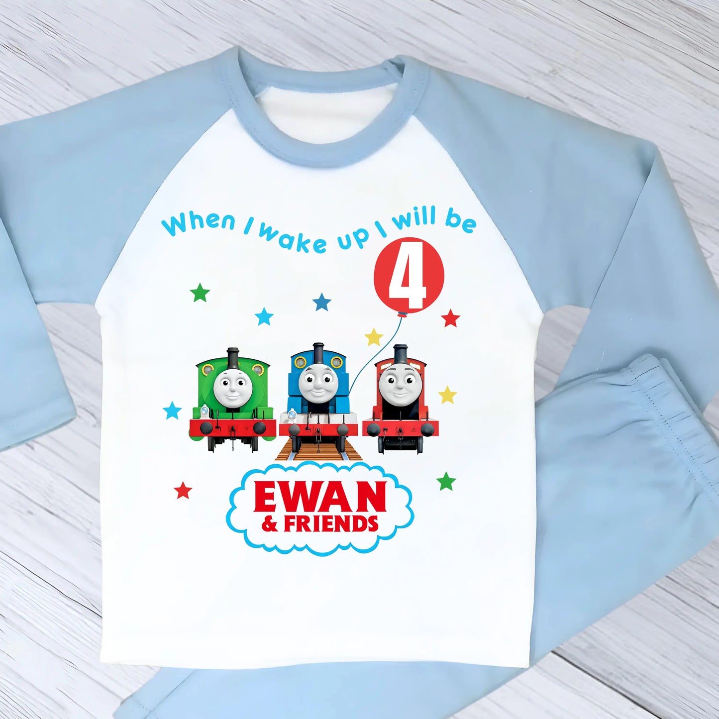 Boys Personalised Thomas Birthday Pyjamas  - Thomas the Tank Engine and Friends with any name and age AishaBaileyDesigns