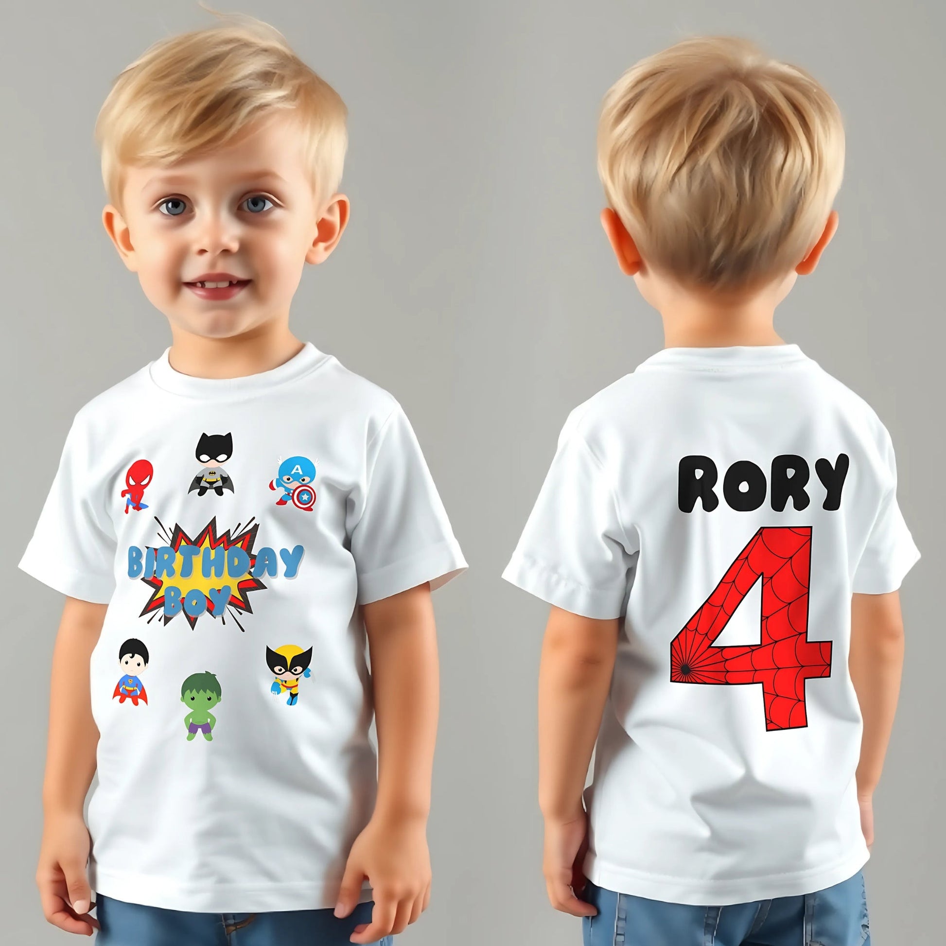 Birthday T-shirt for Boys - Personalised Superhero Birthday Tee