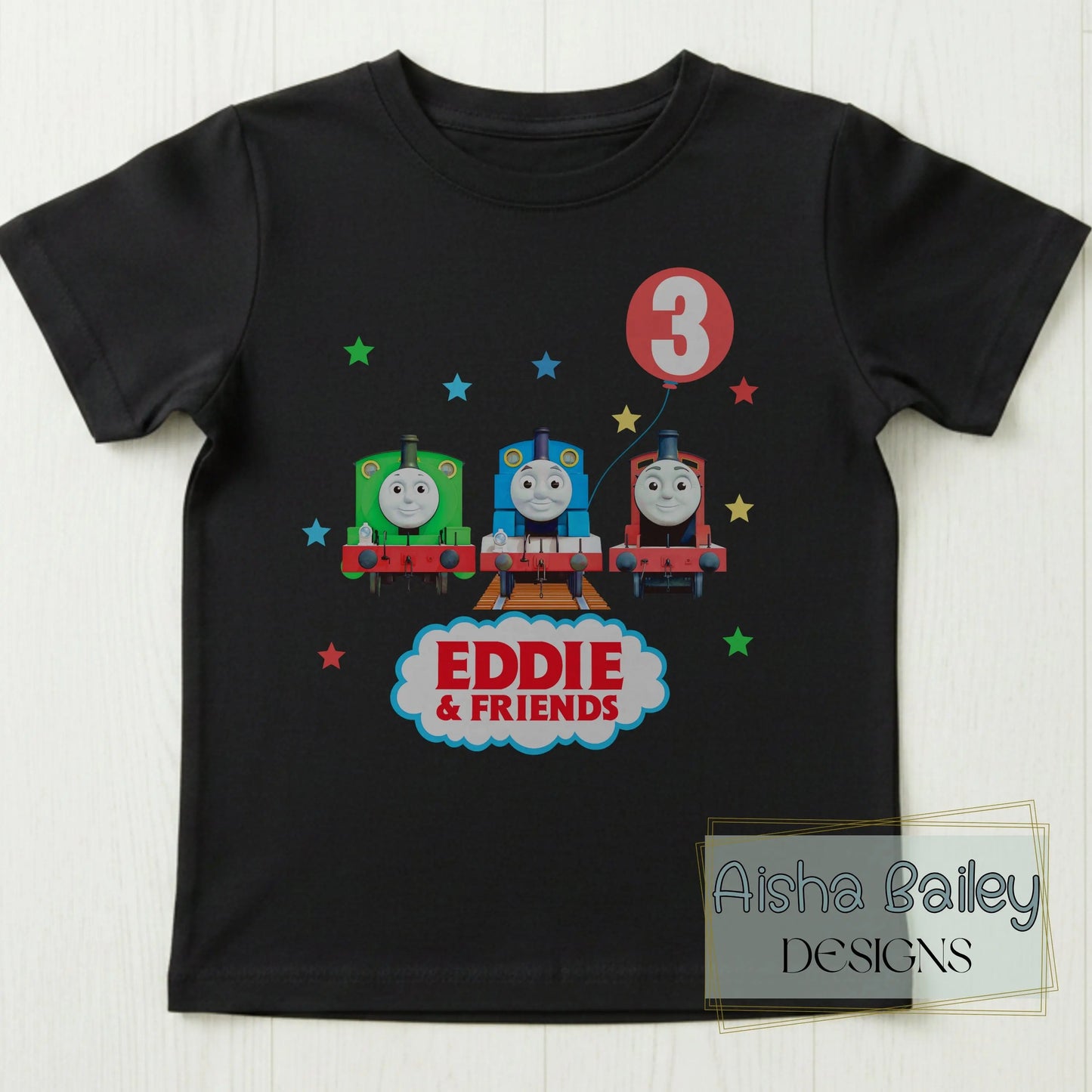 Personalised Boys Thomas the Tank Engine Birthday T-shirt  - any name and age AishaBaileyDesigns