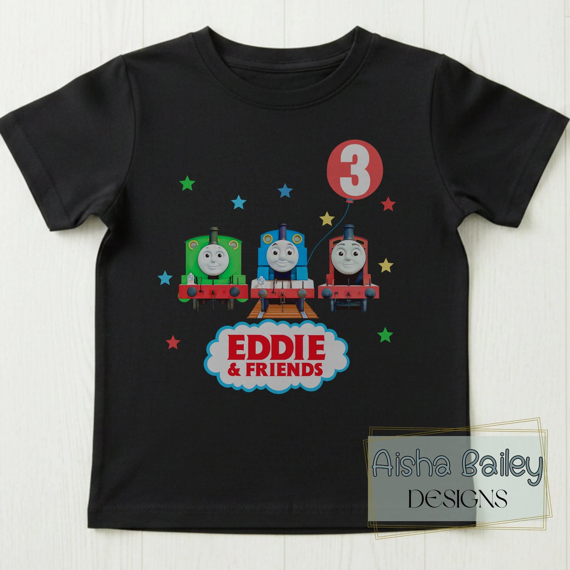 Personalised Boys Thomas the Tank Engine Birthday T-shirt  - any name and age AishaBaileyDesigns
