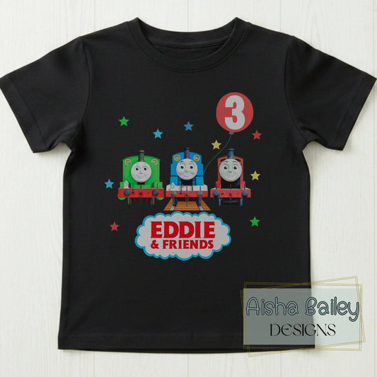 Personalised Boys Thomas the Tank Engine Birthday T-shirt  - any name and age AishaBaileyDesigns