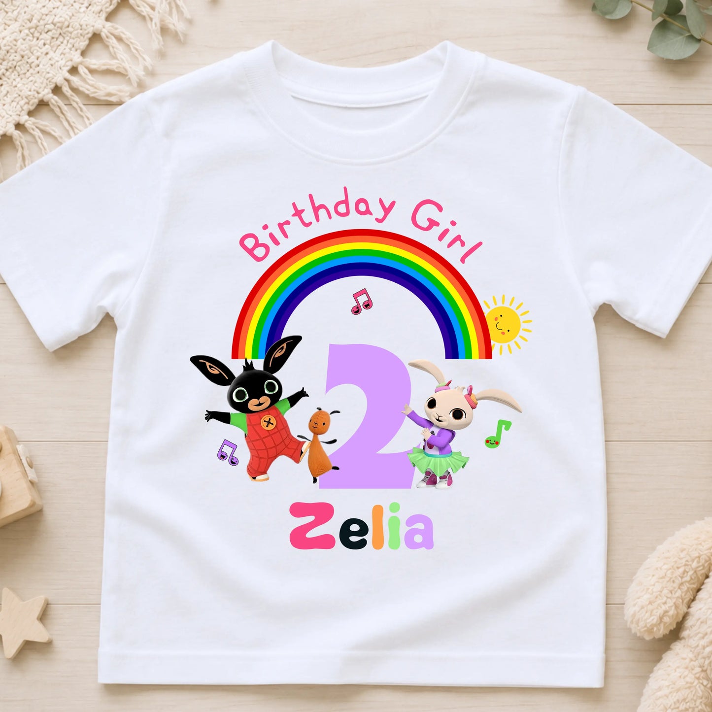 Girls Personalised Bing Bunny with Coco and Gloppy Birthday t-shirt  - any name and age AishaBaileyDesigns