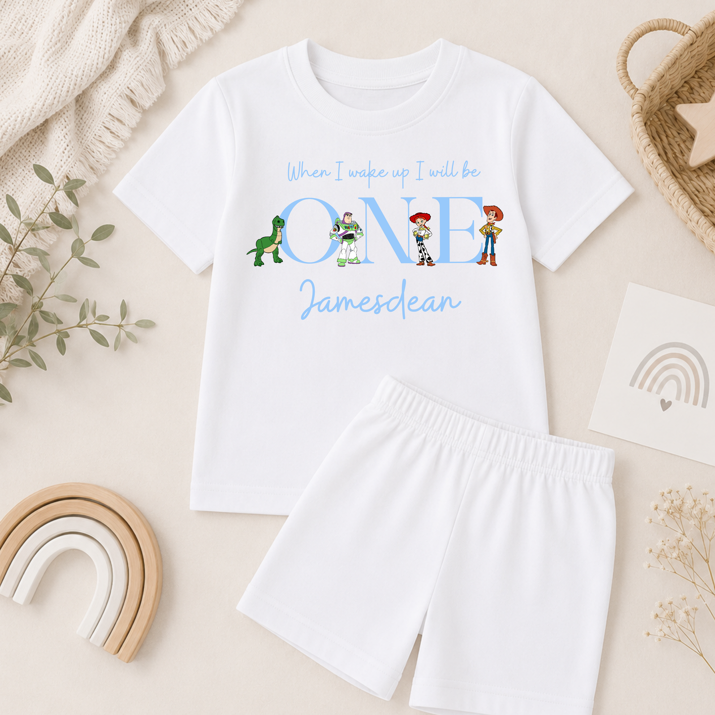 Boys Personalised Toy Story Short Birthday Pyjamas - When I Wake Up PJs