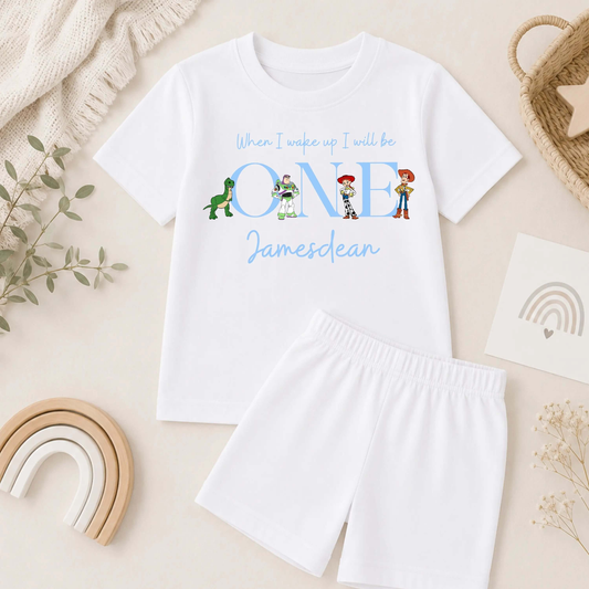 Boys Personalised Toy Story Short Birthday Pyjamas - When I Wake Up PJs AishaBaileyDesigns