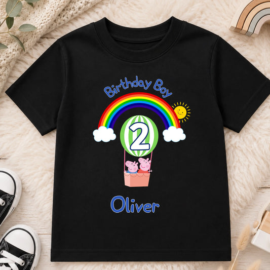 Personalised Peppa and George Pig Birthday T-Shirt for Boys - Any Name and Age AishaBaileyDesigns