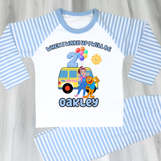 Boys Ms Rachel birthday pyjamas, custom name pyjamas, when i wake up ms Rachel, personalised ms rachel, 