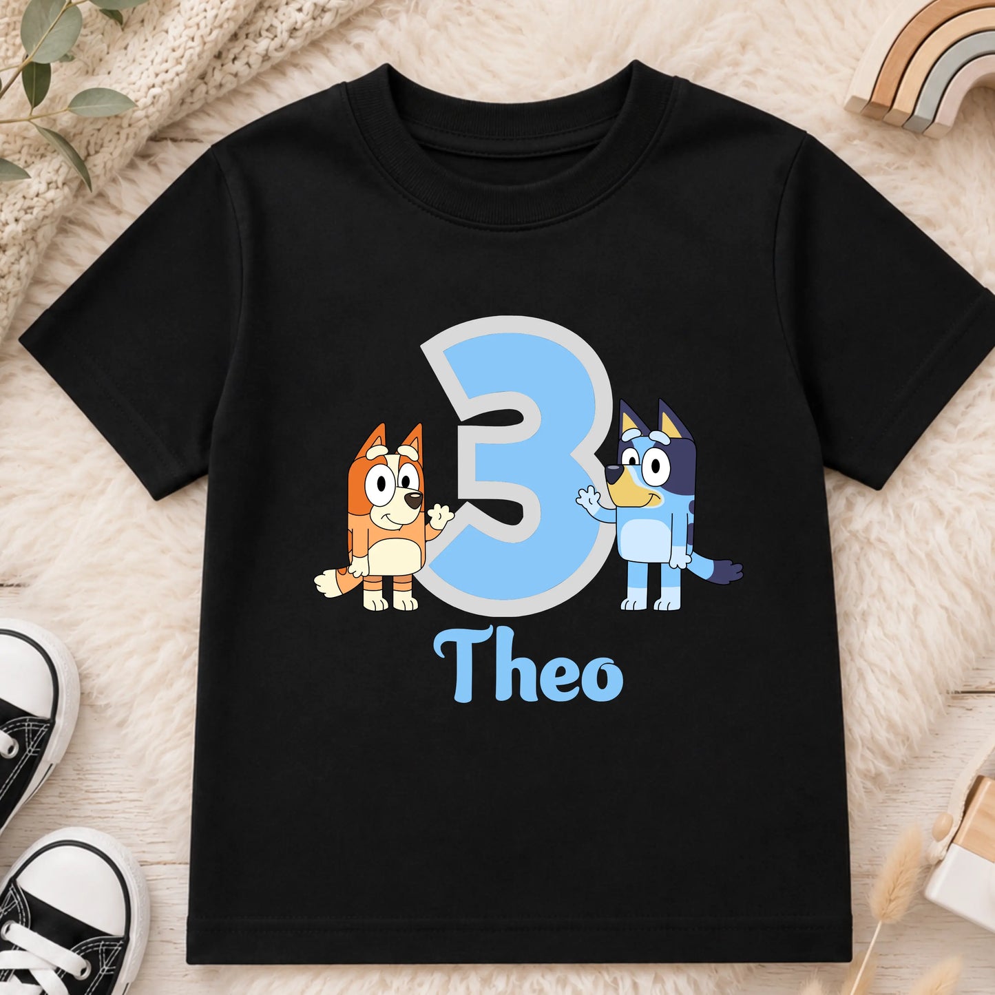 Boys Personalised Bluey and Bingo Birthday T-shirt  - any name and age AishaBaileyDesigns