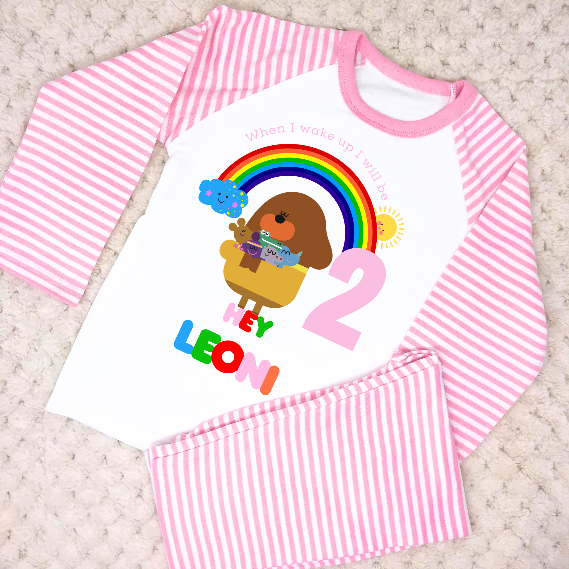 Hey Duggee Birthday Pyjamas, Hey Duggee Personalised birthday Pyjamas for Girls, When i wake up Hey Duggee, hey duggee name number, hey duggee gift