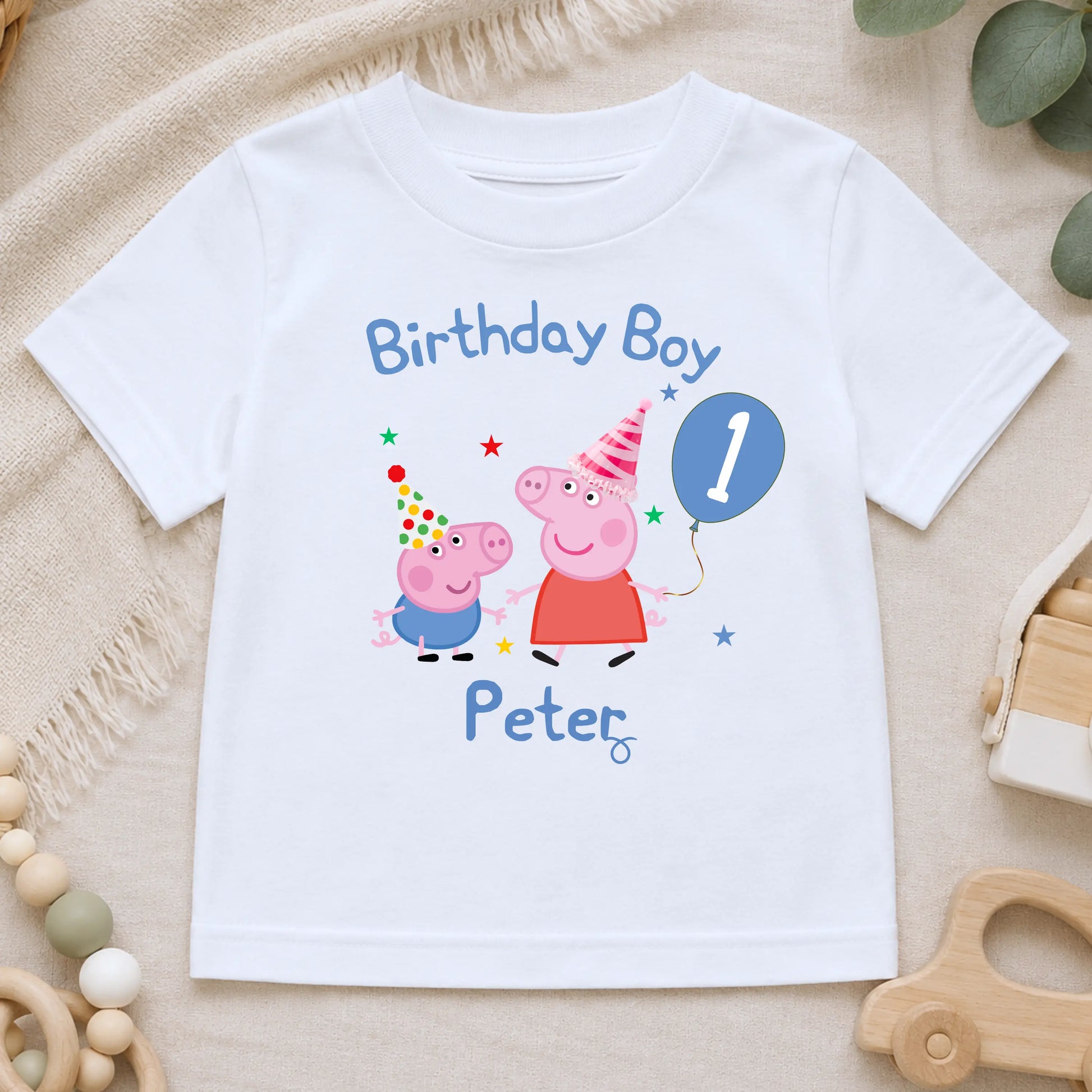 Personalised Peppa and George Birthday T-shirt for Boys  - any name and age AishaBaileyDesigns