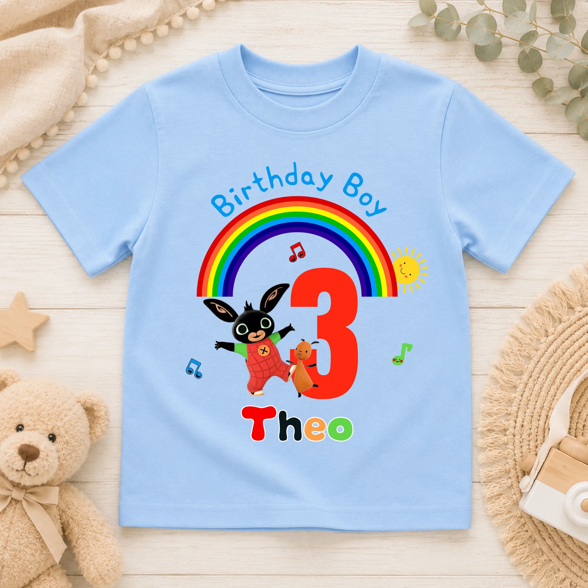 Boys Personalised Bing Bunny Birthday t-shirt with Gloppy bunny - any age and name AishaBaileyDesigns