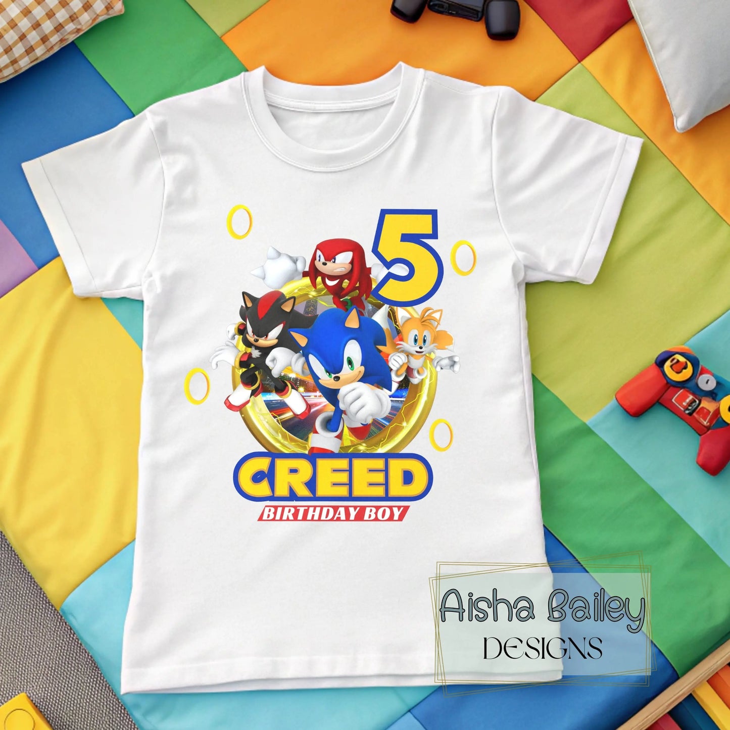 Sonic birthday t-shirt, Sonic gamers tee, custom name sonic birthday, boys sonic custom tshirt