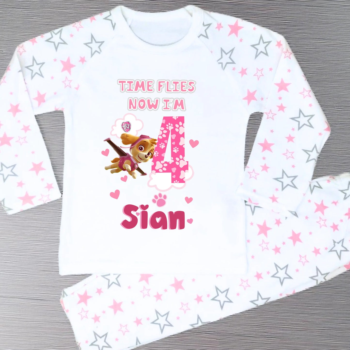 Girls Personalised Paw Patrol Birthday Pyjamas - any name and age AishaBaileyDesigns