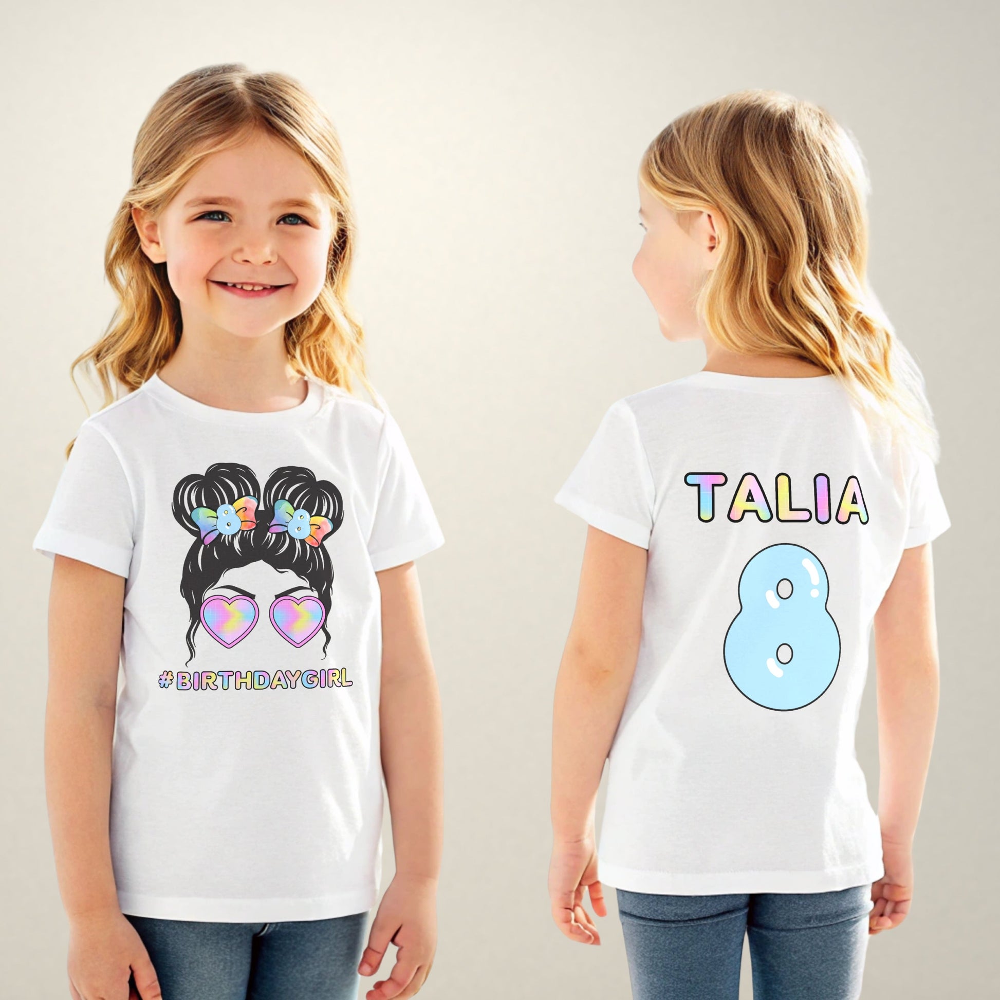 Birthday Girl t-shirt, Birthday girl with name, birthday girl shirt, Birthday rainbow tee, 