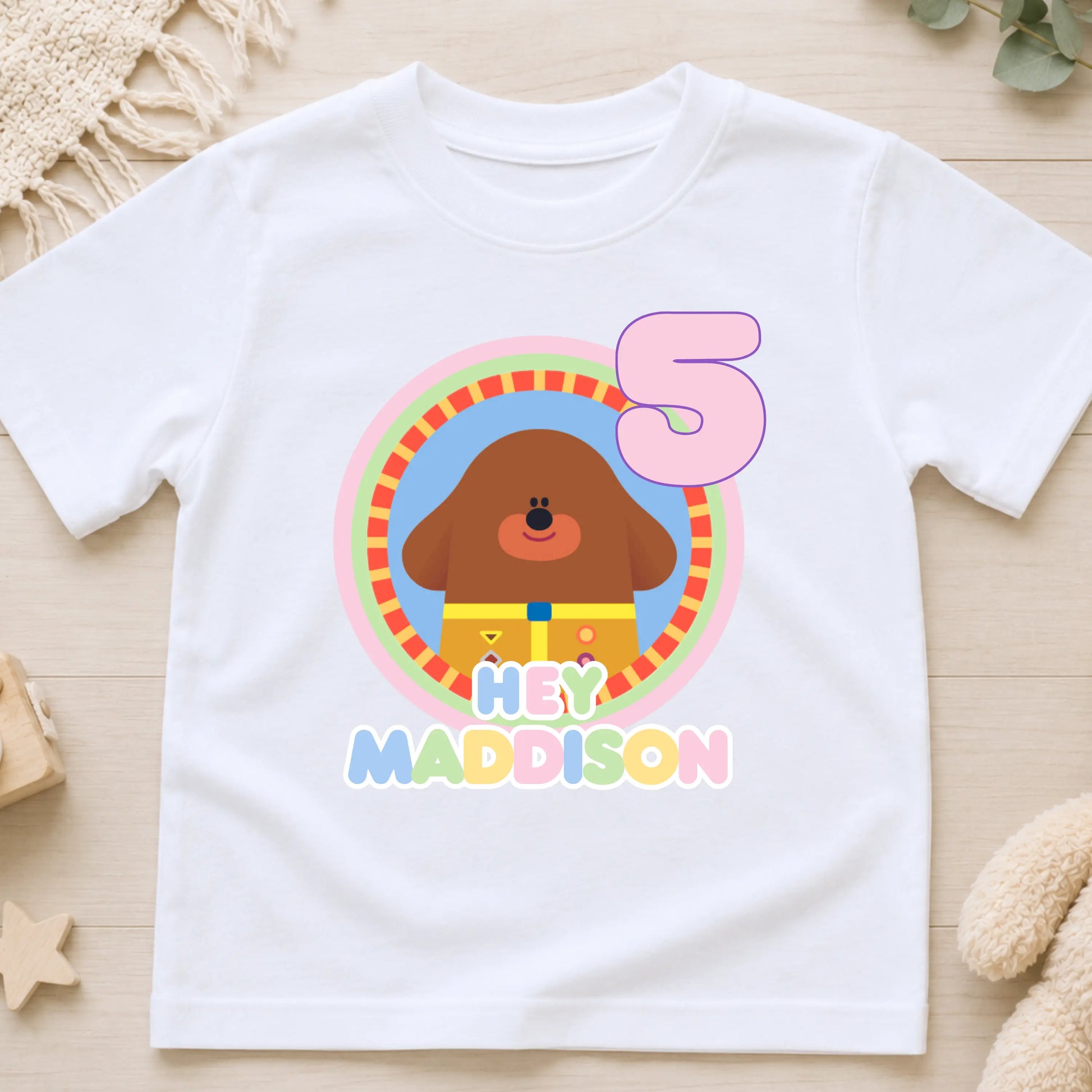 Personalised Hey Duggee Badge Birthday T-shirt for Girls AishaBaileyDesigns