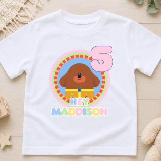 Personalised Hey Duggee Badge Birthday T-shirt for Girls AishaBaileyDesigns