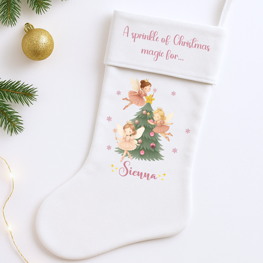 Personalised Christmas Stocking – Magical Fairy Gift Bag for Kids, custom girls Santa Stocking Gift